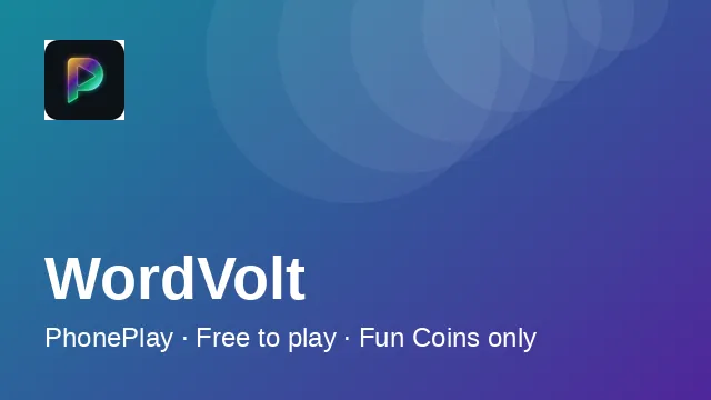 PhonePlay WordVolt tile — a 60-second word-building skill game